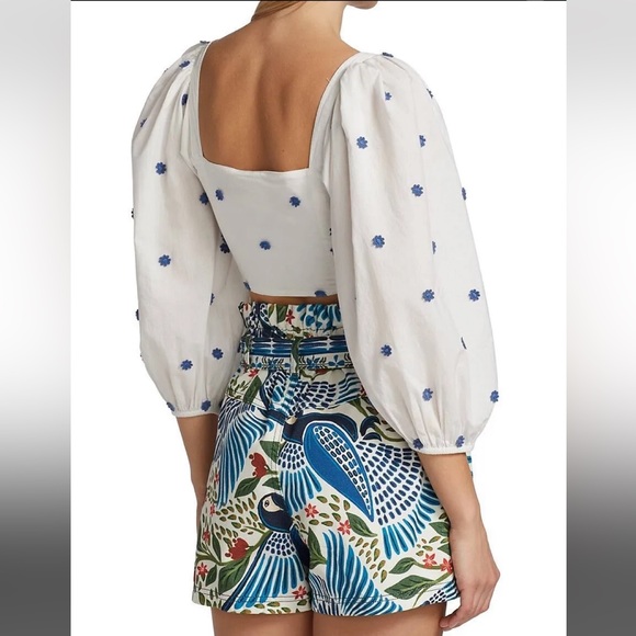 FARM Rio flower embroidered crop blouse size a large NWT - Picture 3 of 5
